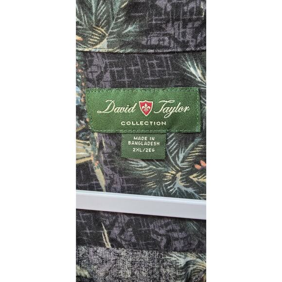 David Taylor Hawaiian Shirt Mens XL Black Cocktail Lobster Short Sleeve Button - Picture 2 of 6